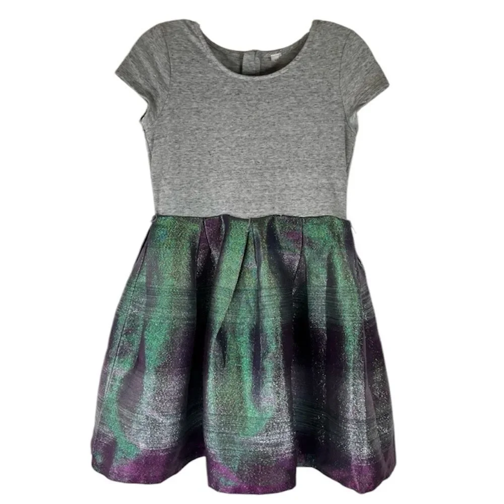 Justice Dress Girls Gray Green Purple Metallic Mermaid Short Sleeve 14